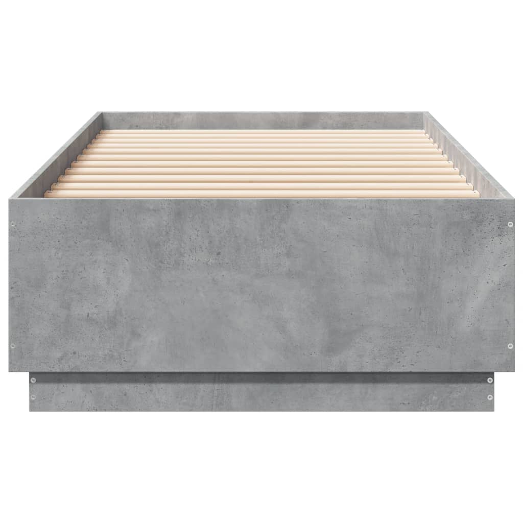 Bed Frame with LED Lights Concrete Grey 90x200 cm Engineered Wood