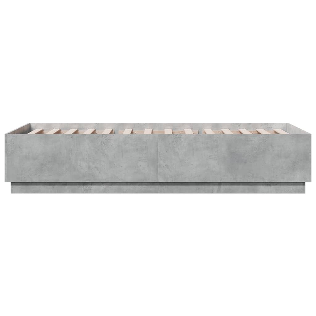 Bed Frame with LED Lights Concrete Grey 90x200 cm Engineered Wood