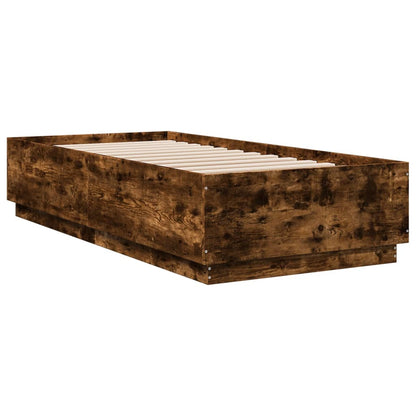 Bed Frame with LED without Mattress Smoked Oak 90x200 cm