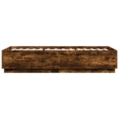 Bed Frame with LED without Mattress Smoked Oak 90x200 cm