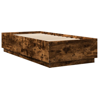 Bed Frame with LED without Mattress Smoked Oak 90x200 cm