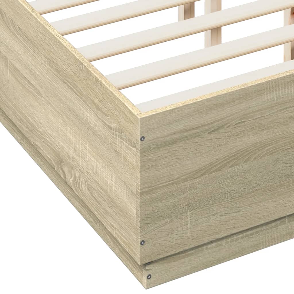 Bed Frame with LED without Mattress Sonoma Oak 135x190 cm Double