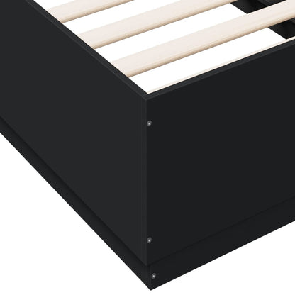 Bed Frame with LED Lights Black 90x190 cm Single Engineered Wood