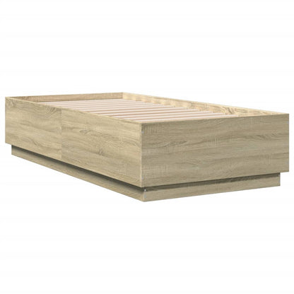 Bed Frame with LED without Mattress Sonoma Oak 90x190 cm Single