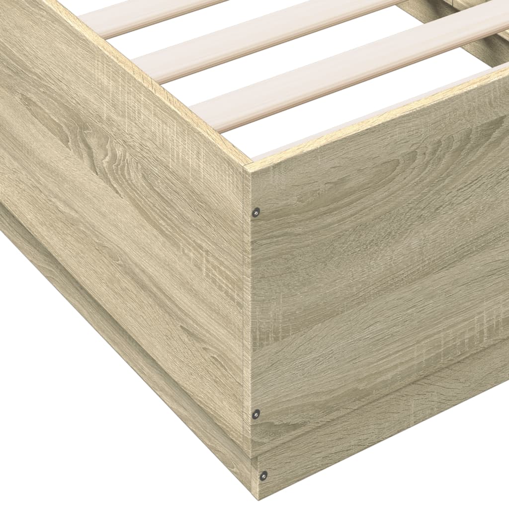 Bed Frame with LED without Mattress Sonoma Oak 90x190 cm Single