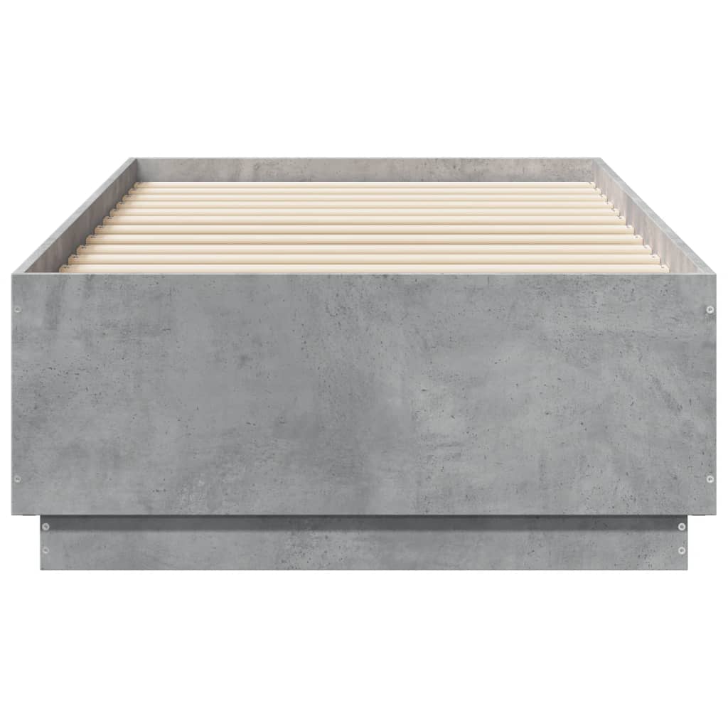 Bed Frame with LED without Mattress Concrete Grey 90x190 cm Single