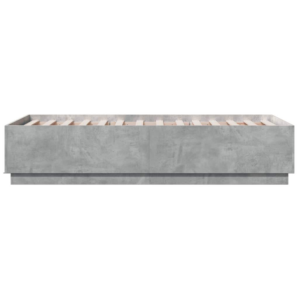 Bed Frame with LED without Mattress Concrete Grey 90x190 cm Single