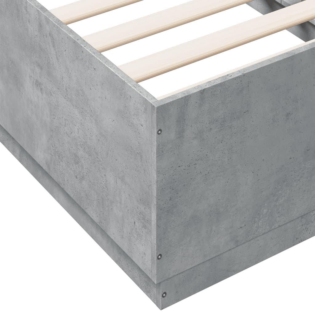 Bed Frame with LED without Mattress Concrete Grey 90x190 cm Single