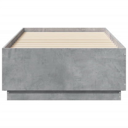 Bed Frame with LED without Mattress Concrete Grey 75x190 cm Small Single