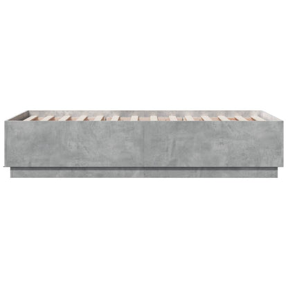 Bed Frame with LED without Mattress Concrete Grey 75x190 cm Small Single