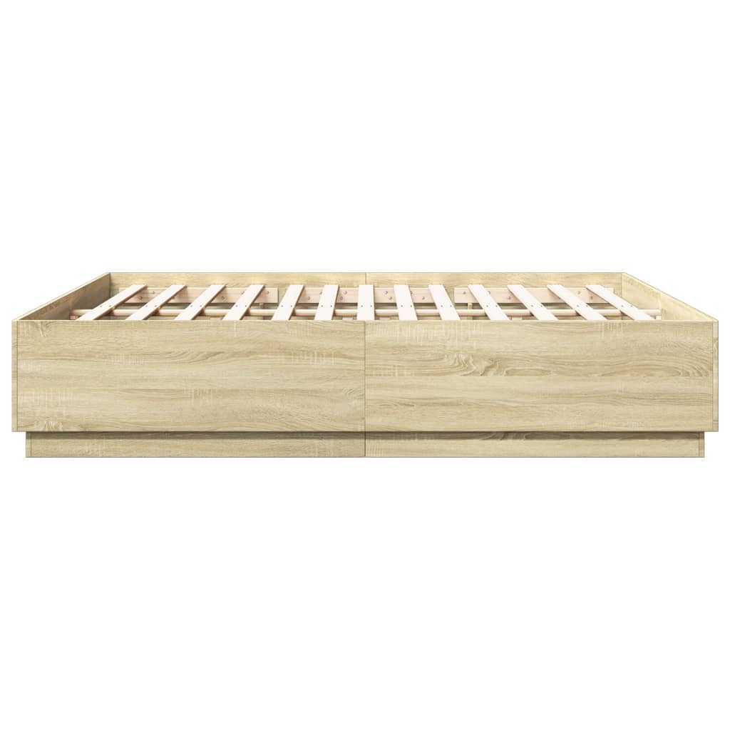 Bed Frame Sonoma Oak 200x200 cm Engineered Wood