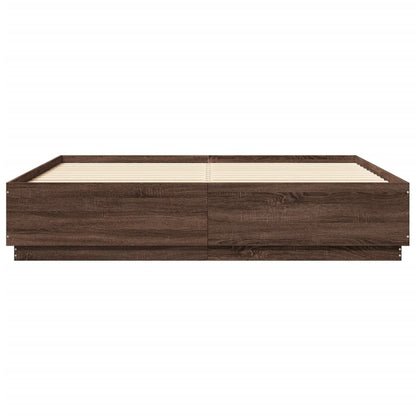 Bed Frame without Mattress Brown Oak 200x200 cm