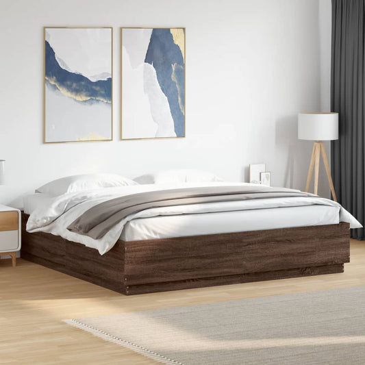 Bed Frame without Mattress Brown Oak 200x200 cm