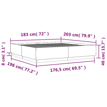 Bed Frame Smoked Oak 180x200 cm Super King Engineered Wood