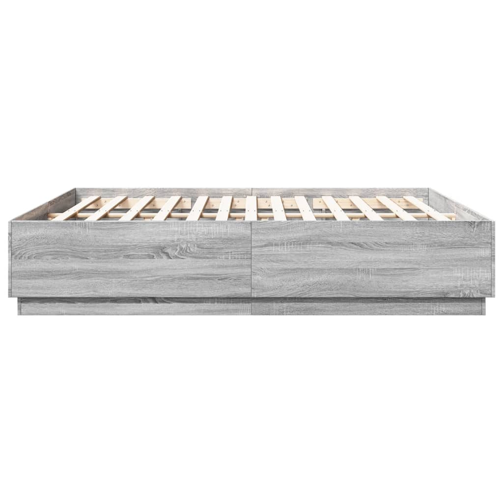 Bed Frame Grey Sonoma 180x200 cm Super King Engineered Wood