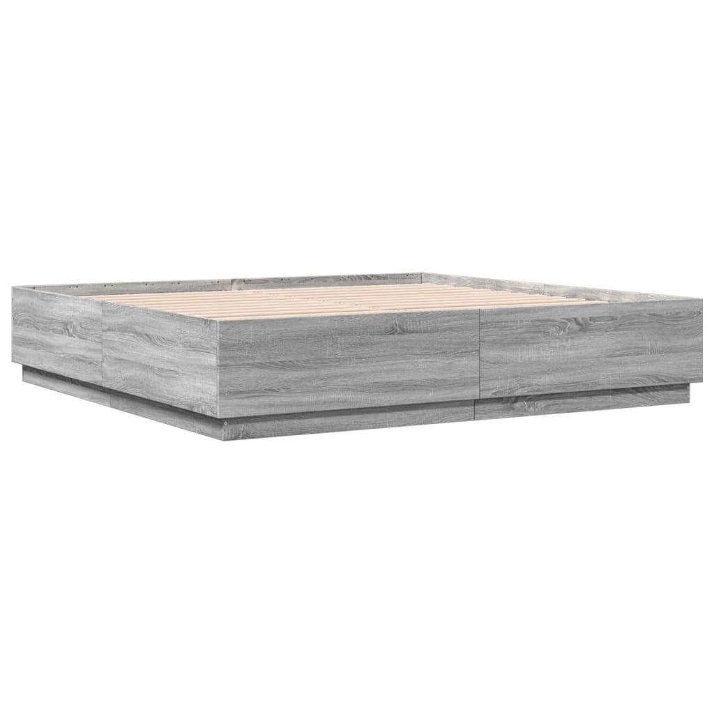 Bed Frame Grey Sonoma 180x200 cm Super King Engineered Wood