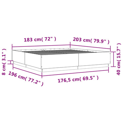 Bed Frame Grey Sonoma 180x200 cm Super King Engineered Wood