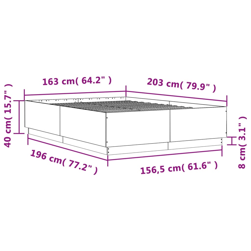 Bed Frame Sonoma Oak 160x200 cm Engineered Wood