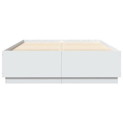 Bed Frame White 150x200 cm King Size Engineered Wood