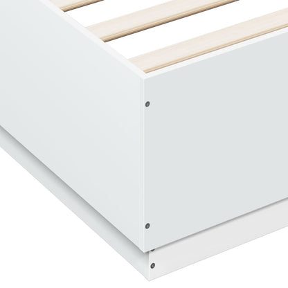 Bed Frame White 150x200 cm King Size Engineered Wood