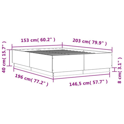 Bed Frame Black 150x200 cm King Size Engineered Wood