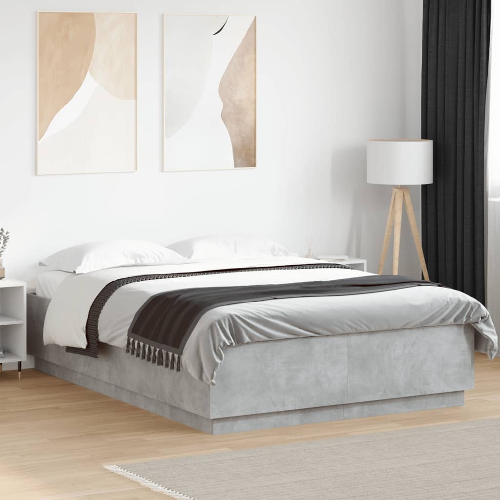 Bed Frame Concrete Grey 150x200 cm King Size Engineered Wood