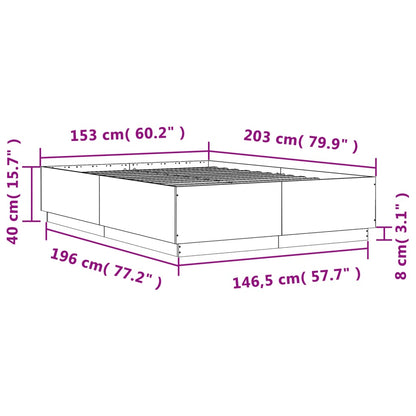 Bed Frame Concrete Grey 150x200 cm King Size Engineered Wood