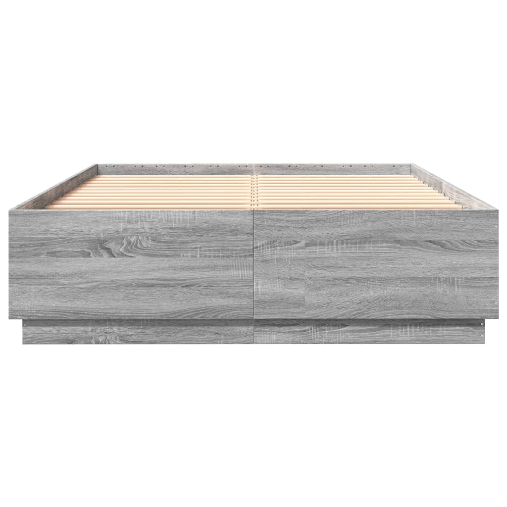 Bed Frame Grey Sonoma 150x200 cm King Size Engineered Wood