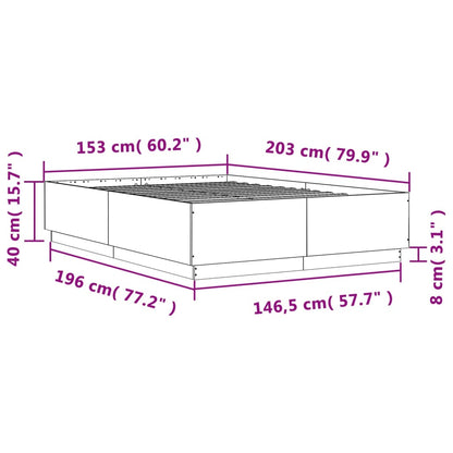 Bed Frame without Mattress Brown Oak 150x200 cm King Size