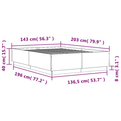 Bed Frame without Mattress Smoked Oak 140x200 cm