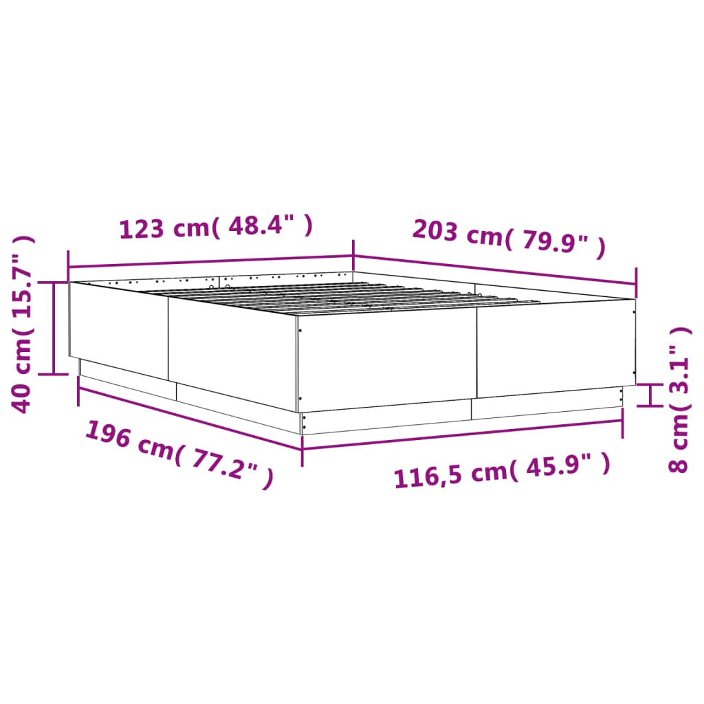 Bed Frame without Mattress Sonoma Oak 120x200 cm