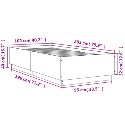 Bed Frame Smoked Oak 100x200 cm Engineered Wood