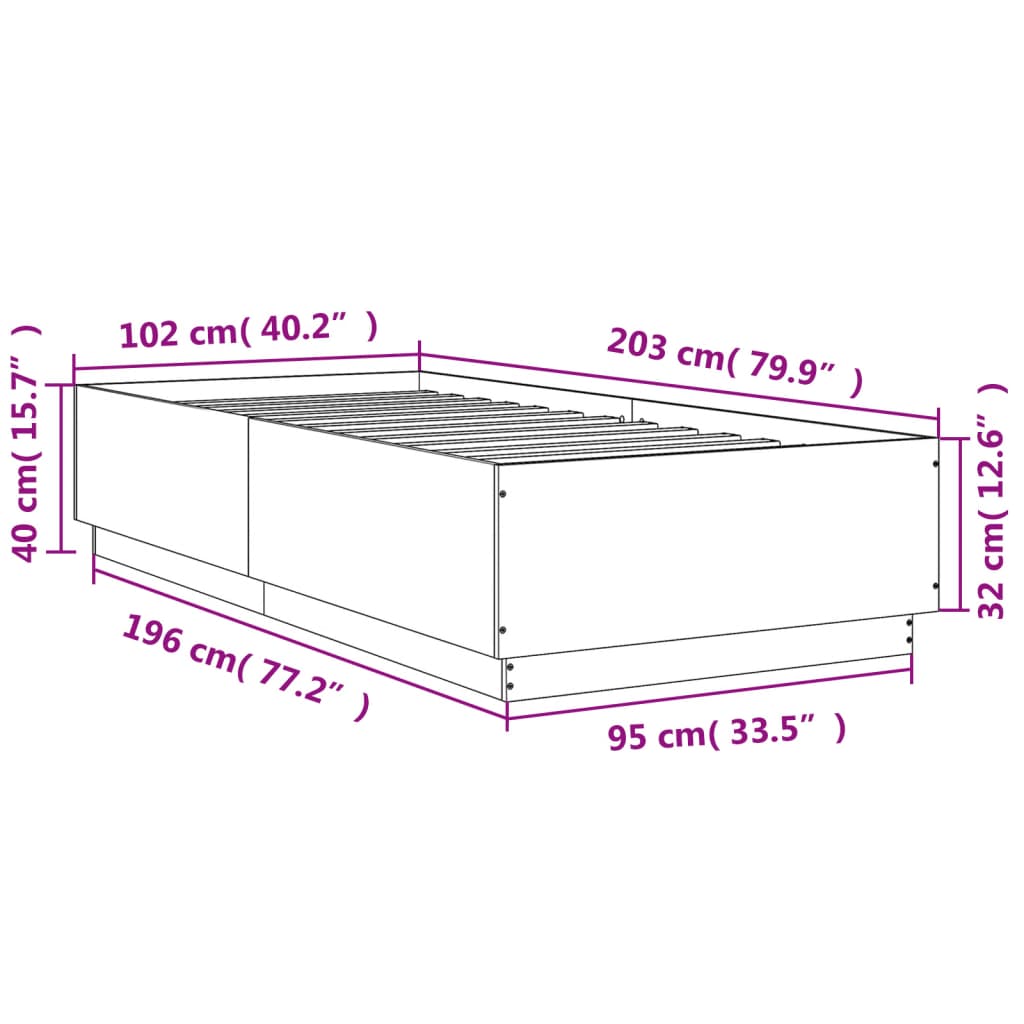 Bed Frame without Mattress Brown Oak 100x200 cm