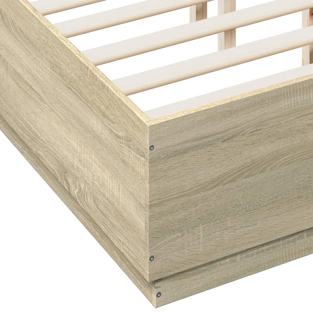 Bed Frame Sonoma Oak 140x190 cm Engineered Wood