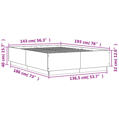 Bed Frame Brown Oak 140x190 cm Engineered Wood