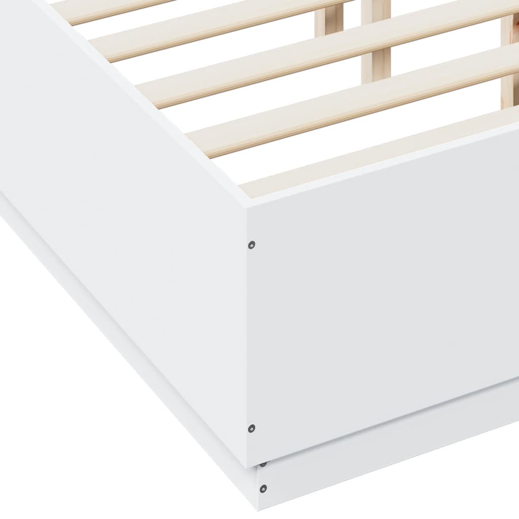 Bed Frame White 135x190 cm Double Engineered Wood