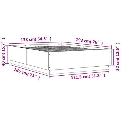 Bed Frame White 135x190 cm Double Engineered Wood