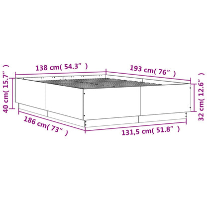 Bed Frame without Mattress Brown Oak 135x190 cm Double