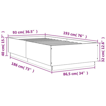 Bed Frame White 90x190 cm Single Engineered Wood