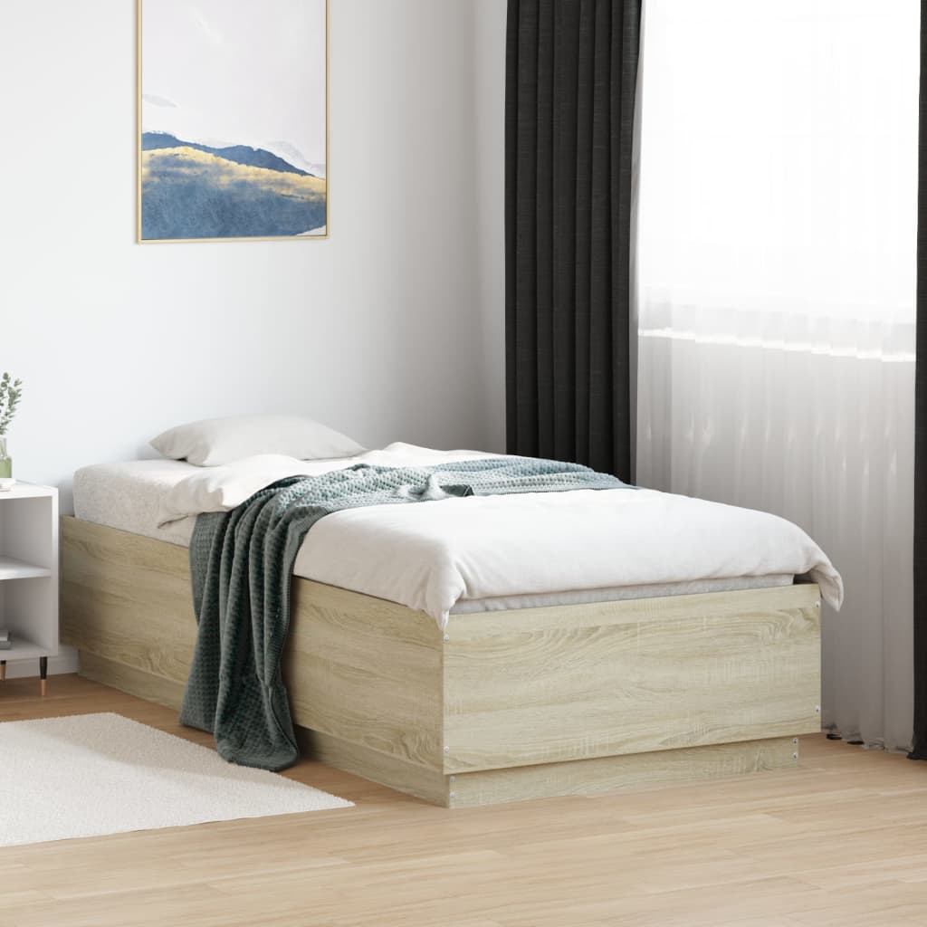 Bed Frame Sonoma Oak 90x190 cm Single Engineered Wood