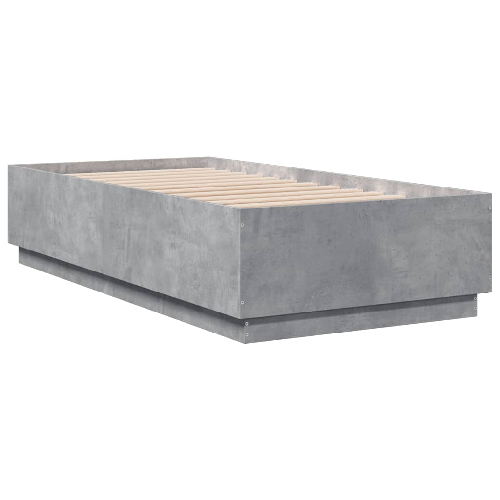 Bed Frame Concrete Grey 90x190 cm Single Engineered Wood