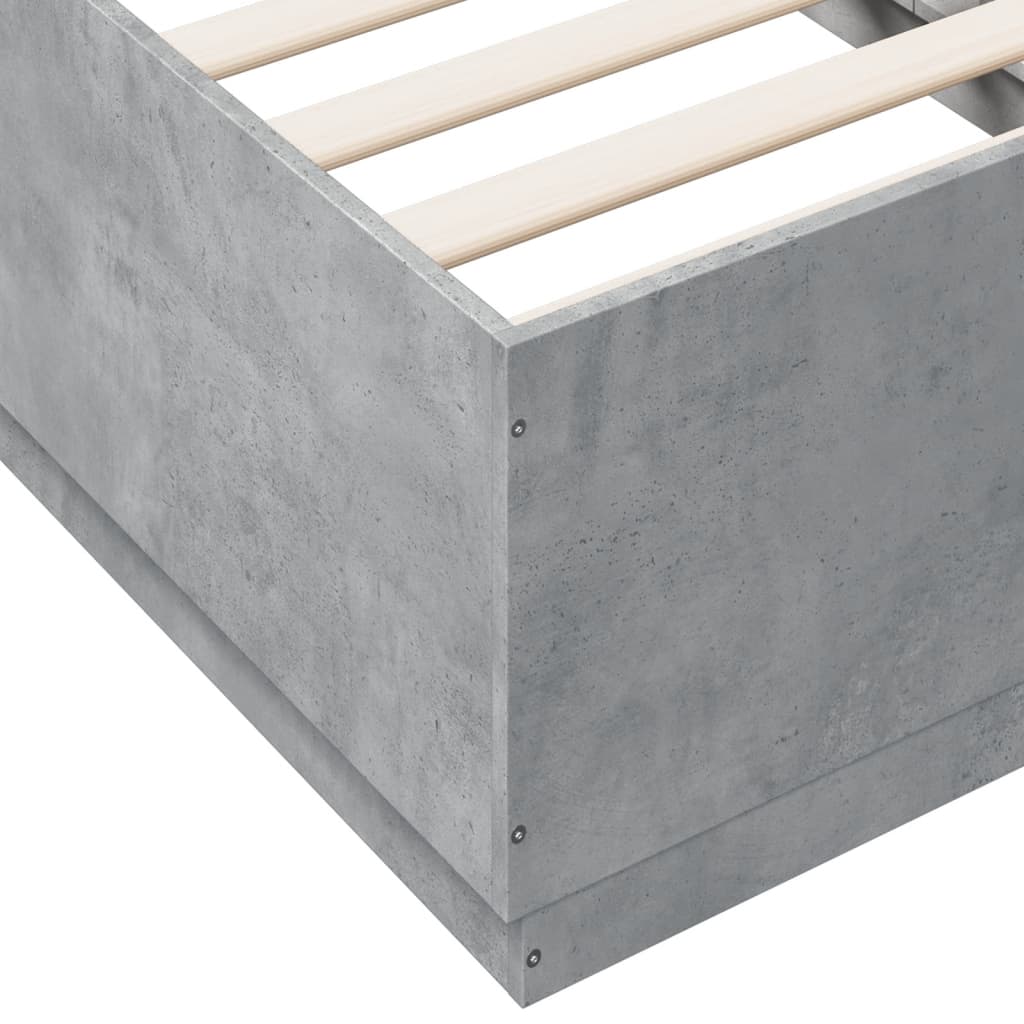 Bed Frame Concrete Grey 90x190 cm Single Engineered Wood