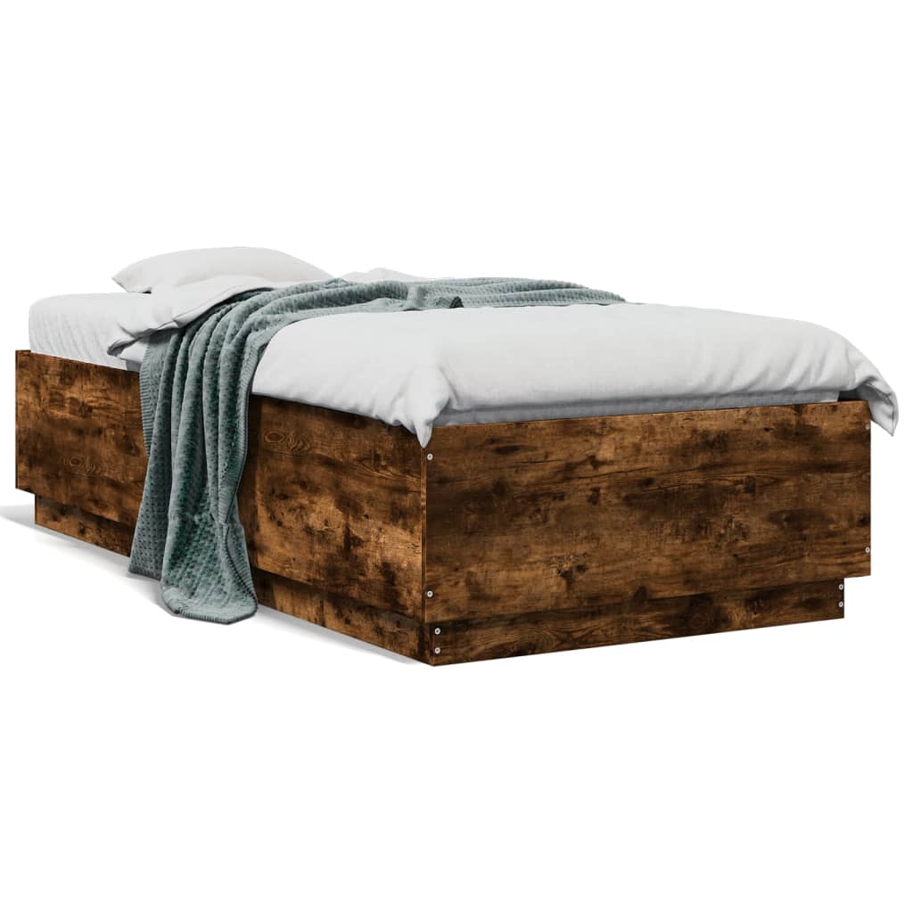 Bed Frame without Mattress Smoked Oak 90x190 cm Single