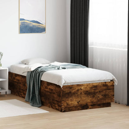 Bed Frame without Mattress Smoked Oak 90x190 cm Single