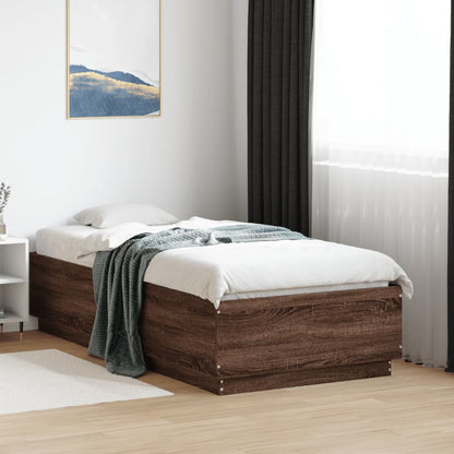 Bed Frame Brown Oak 90x190 cm Single Engineered Wood