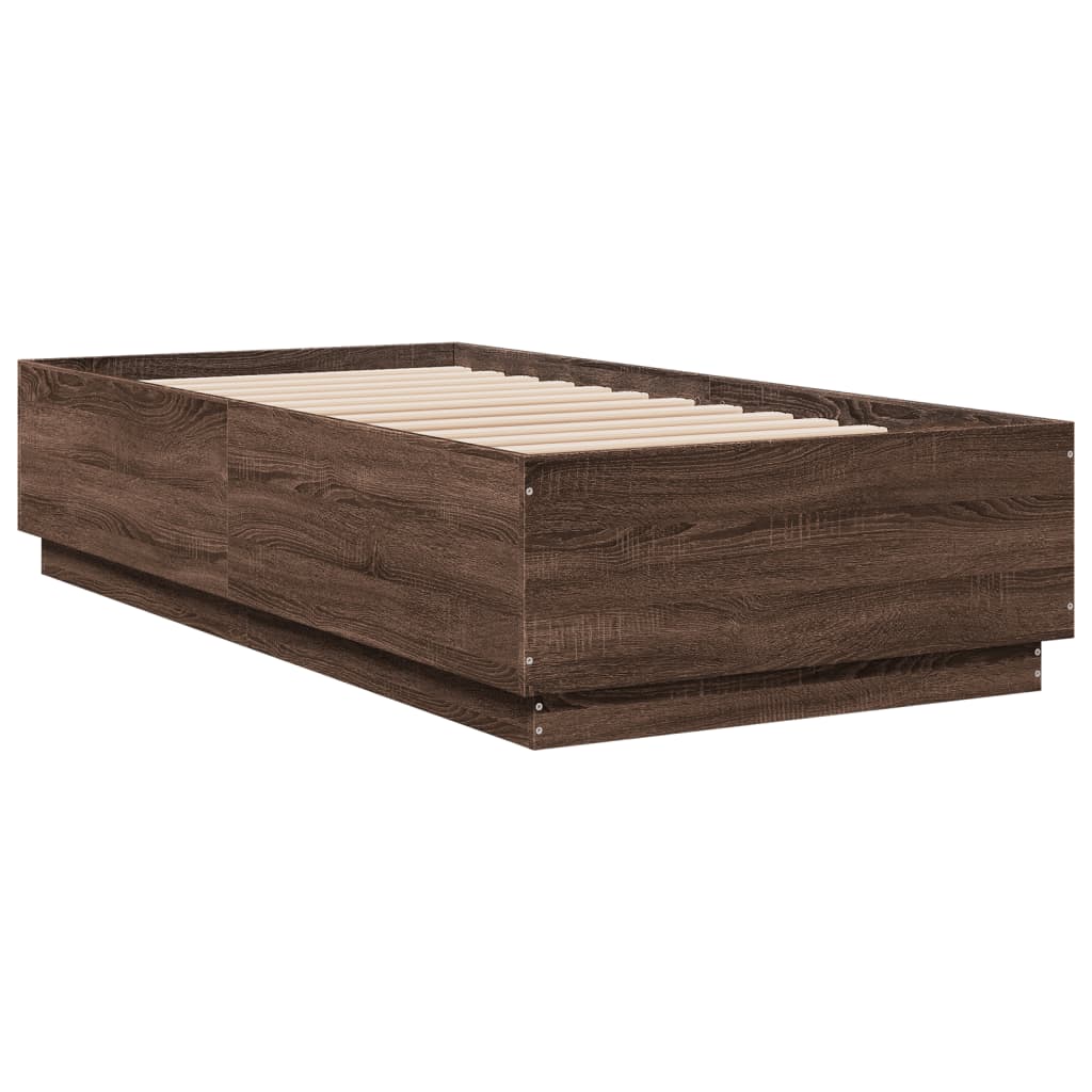 Bed Frame Brown Oak 90x190 cm Single Engineered Wood