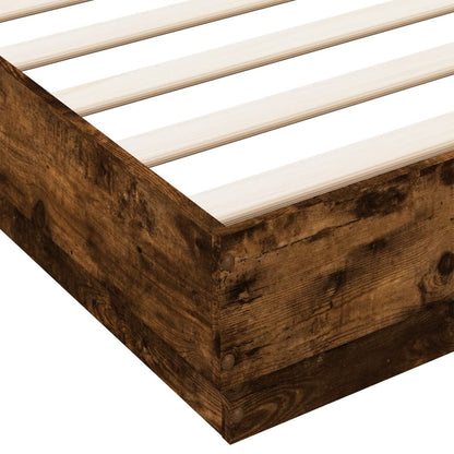 Bed Frame with LED Lights Smoked Oak 200x200 cm