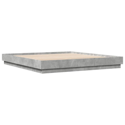 Bed Frame with LED Lights Concrete Grey 180x200 cm Super King