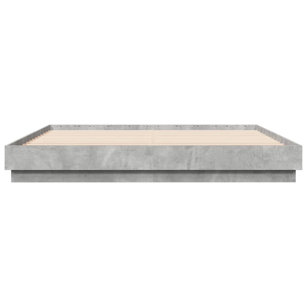 Bed Frame with LED Lights Concrete Grey 180x200 cm Super King