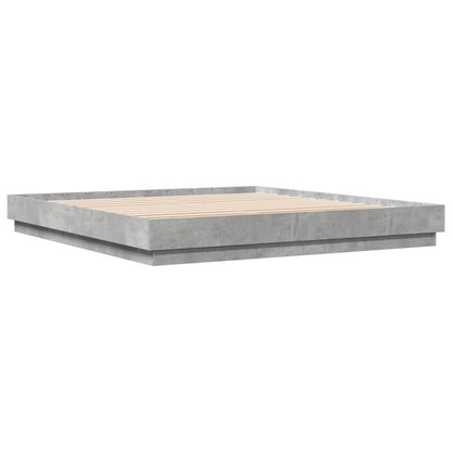 Bed Frame with LED Lights Concrete Grey 180x200 cm Super King